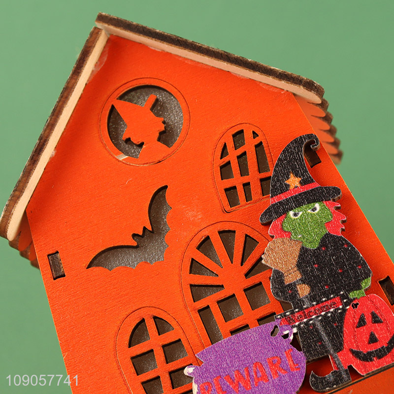 High Quality Lighted Halloween Wooden House Hanging Ornaments for Home Decor