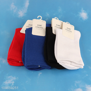 New Product Solid Color Socks 100% Cotton Casual Socks for Men Women