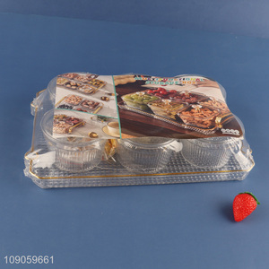 Online Wholesale Clear Plastic Serving Platter with 6 Snacks Organizers