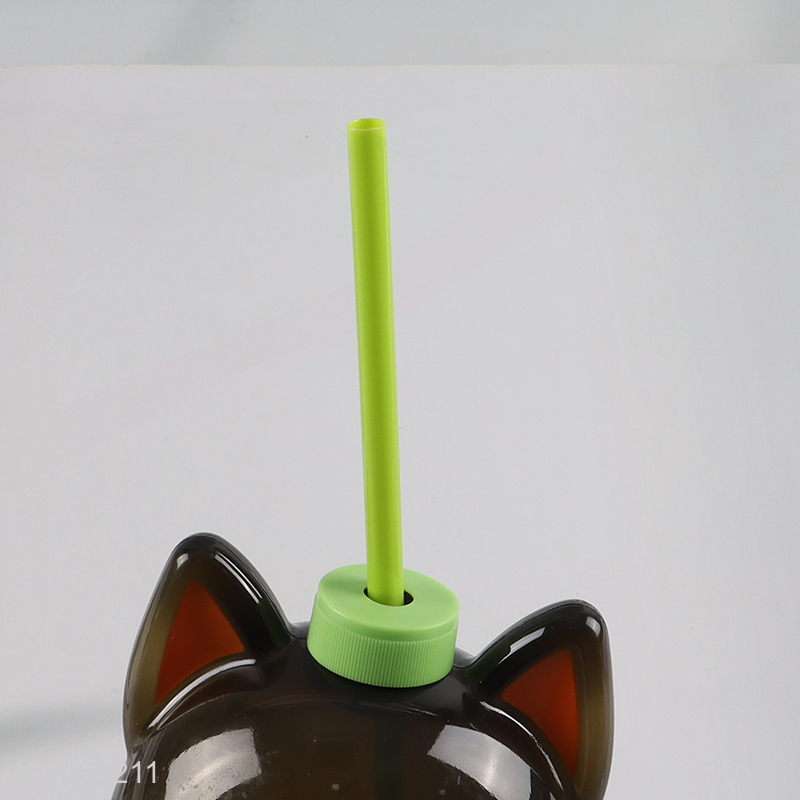 Hot products black cat shape portable cartoon drinking cup with straw