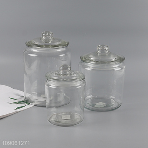 Factory price clear glass kitchen sealed storage jar candy jar for sale