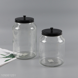 Top selling unbreakable clear glass candy storage jar sealed jar with lid