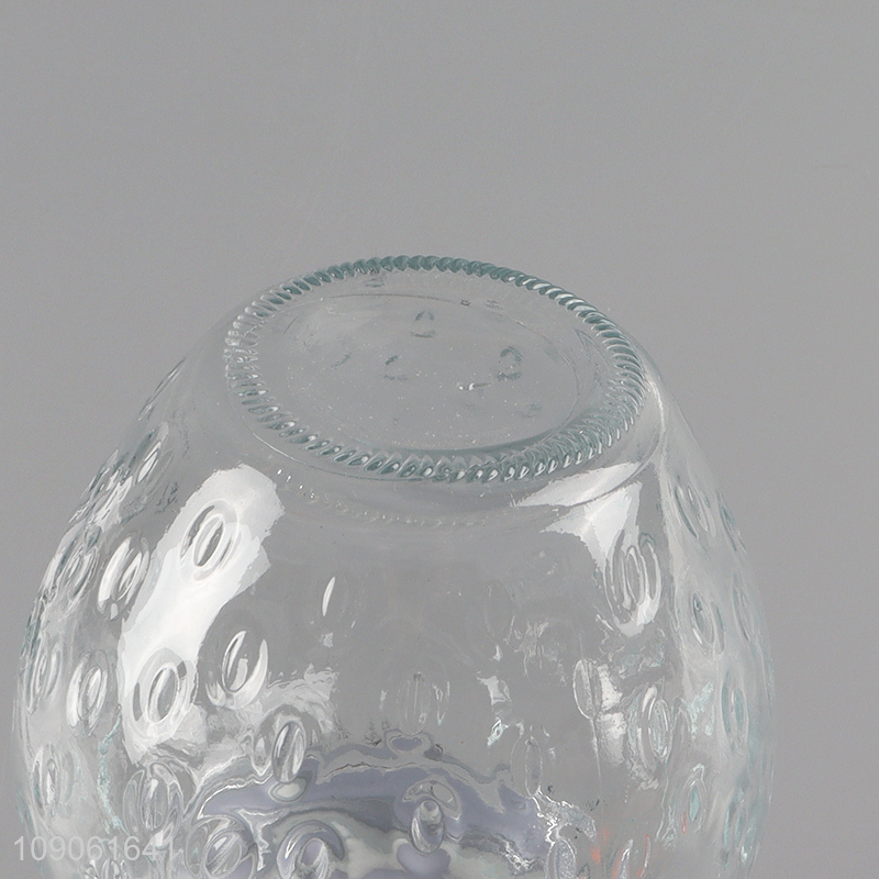 China factory clear glass strawberry shaped sealed storage jar for sale