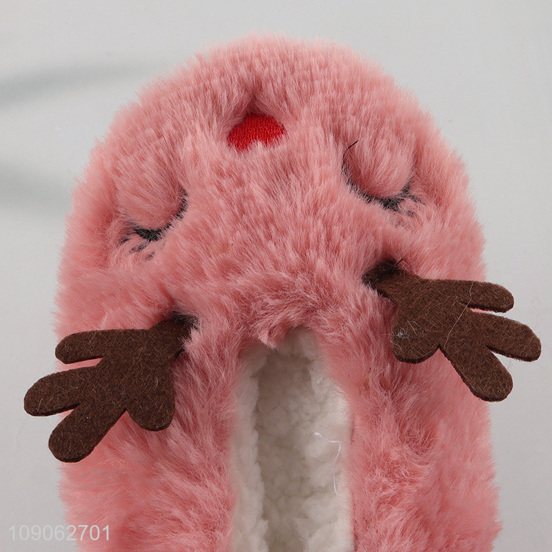 Top selling winter warm women plush animal floor slippers wholesale