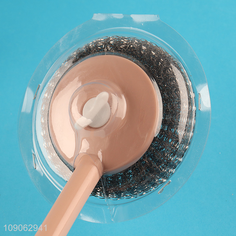 Good Quality Steel Wool Scrubber Pot Brush Dish Scrubber with Long Handle