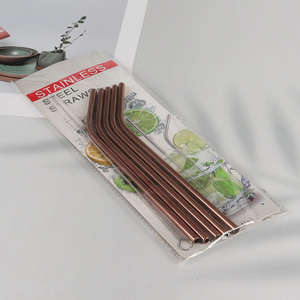 New Product 5 Pack Stainless Steel Straws Bent Straws with 1 Straw Brush