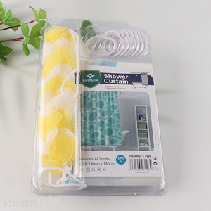 Best price waterproof PE shower <em>curtain</em> with <em>bath</em> scrubber