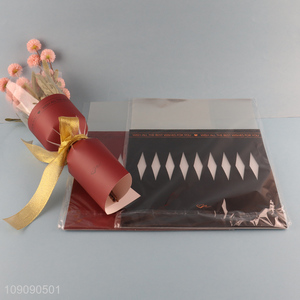 Online Wholesale 30*42cm Waterproof Flower Wrapping <em>Paper</em> Single Rose Packaging <em>Bag</em>