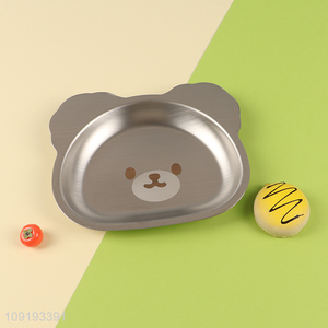 Top selling bear shape stainless steel tableware <em>plate</em> for children