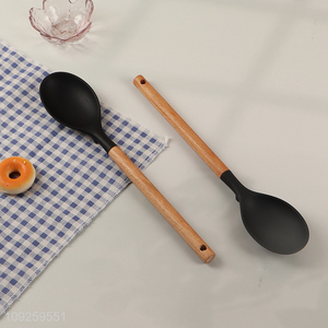 China factory silicone kitchen utensil basting <em>spoon</em> with wooden handle