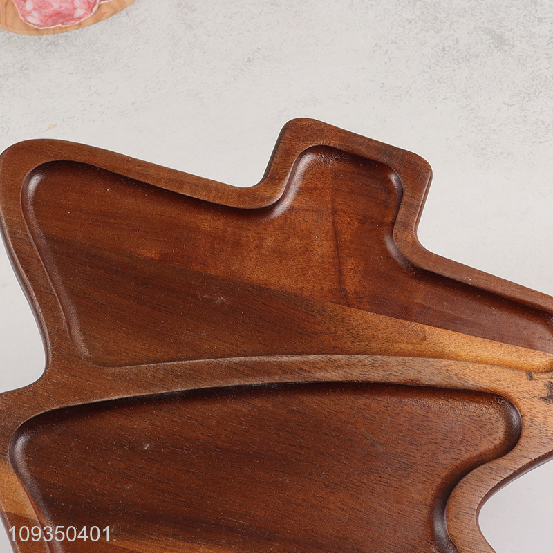 Hot sale xmas tree wooden storage tray