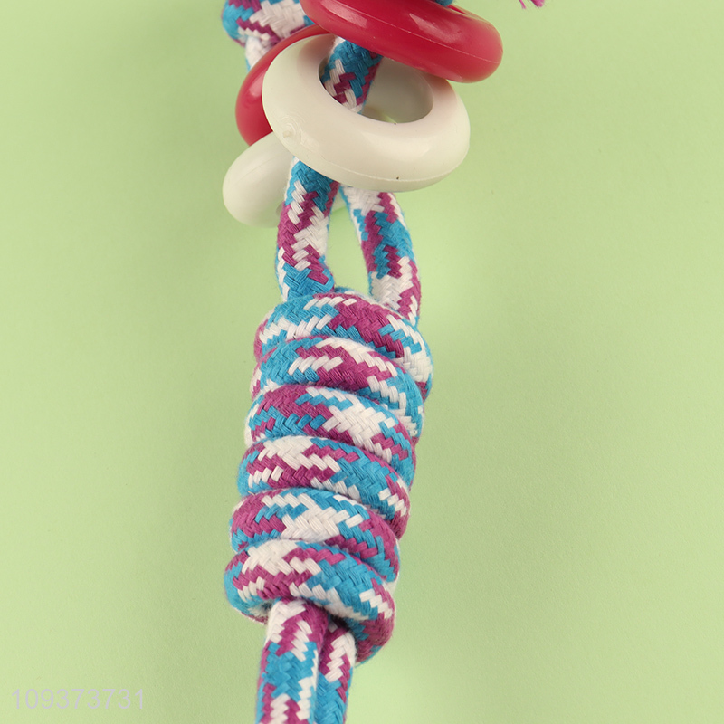 Factory price bite-resistant pet teething toys cotton rope toys