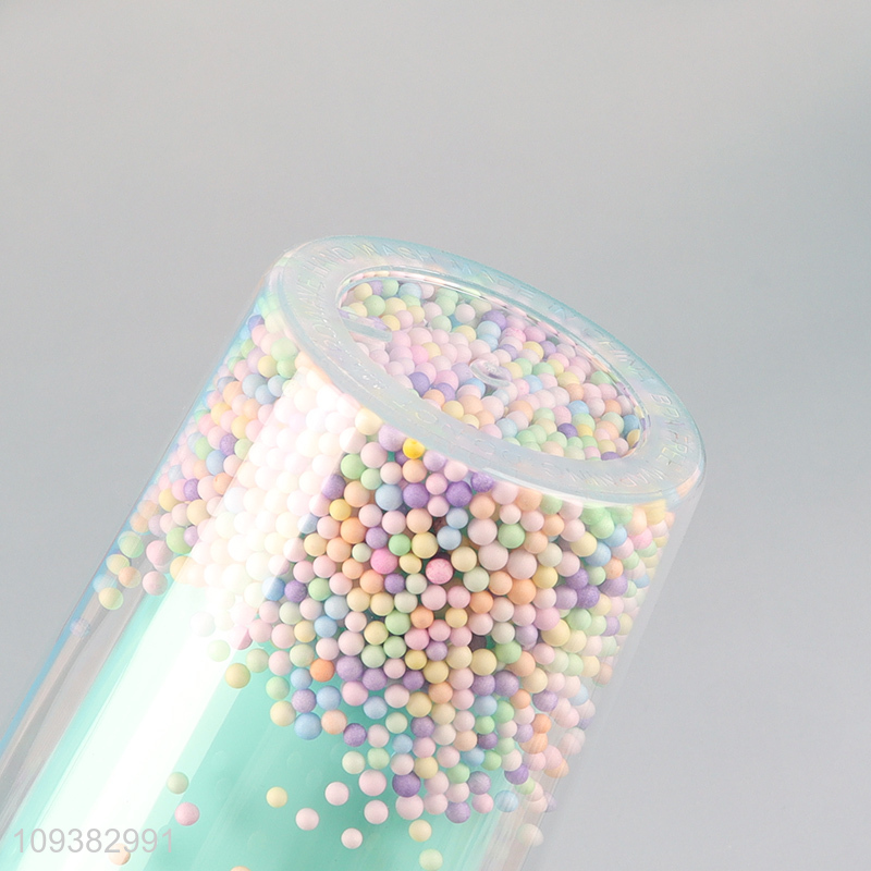 high quality Rainbow Foam Bead Water Bottle with straw