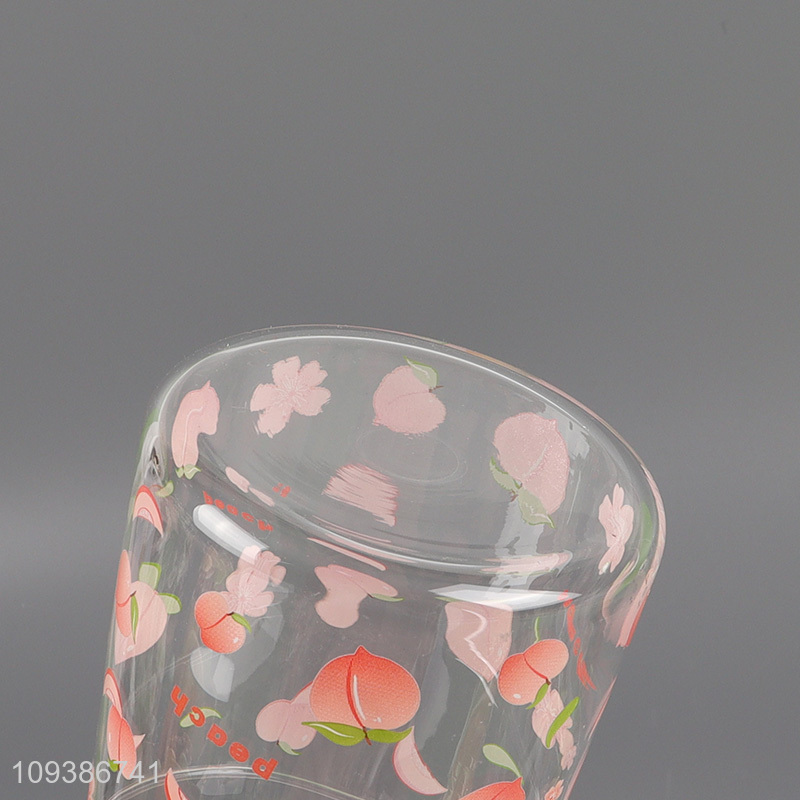 China wholesale peach printed glass water cup