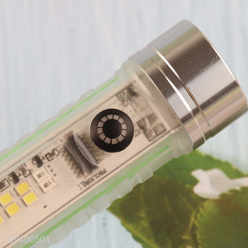 China factory type-c rechargeable luminous plastic flashlight