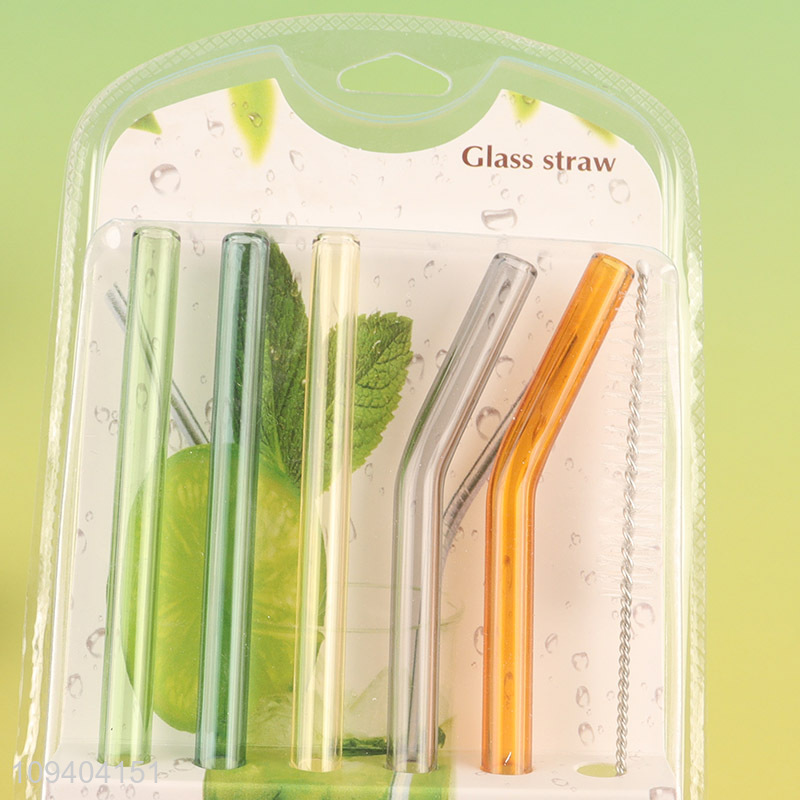 Factory supply glass drinking straw juice straw set