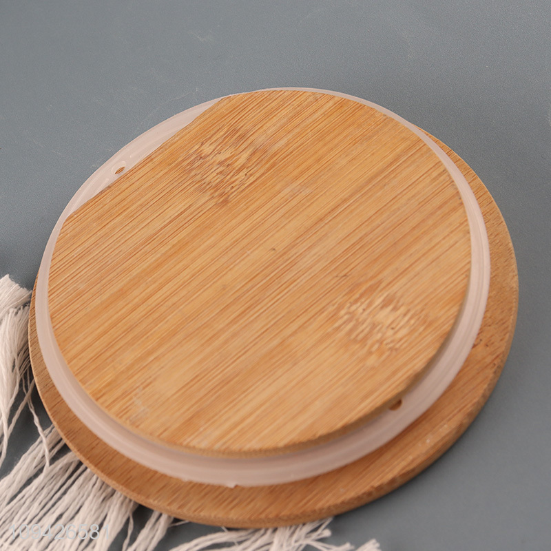 Low price ceramic storage jar with bamboo lid