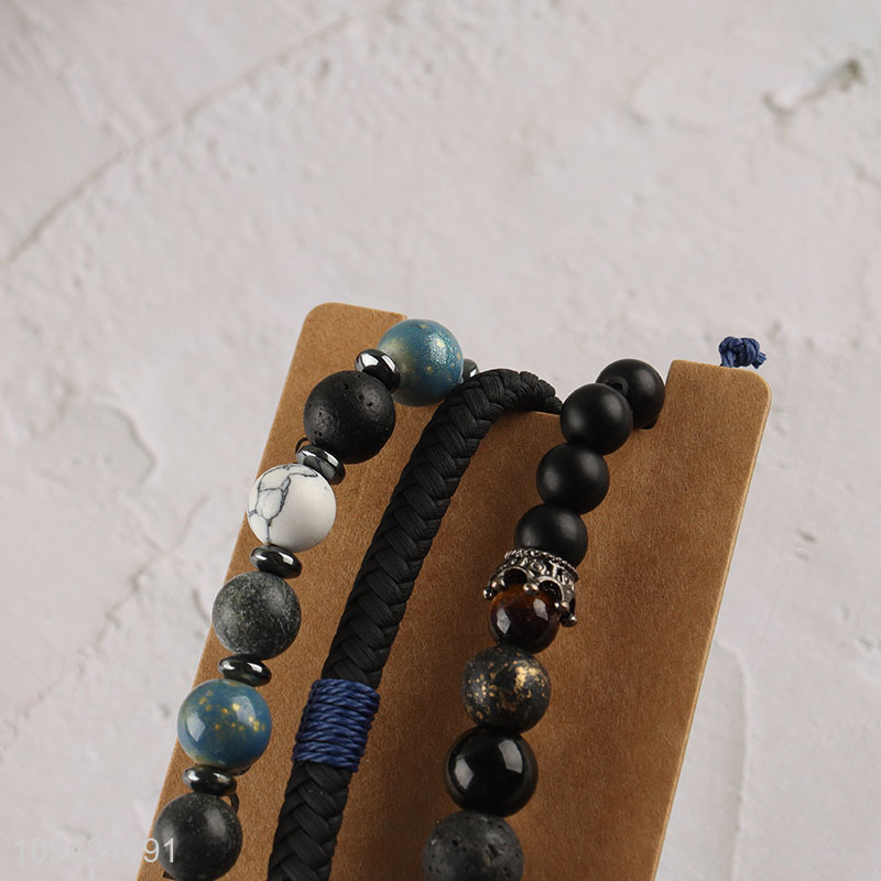 China products 3pcs beaded braided bracelet set for gifts