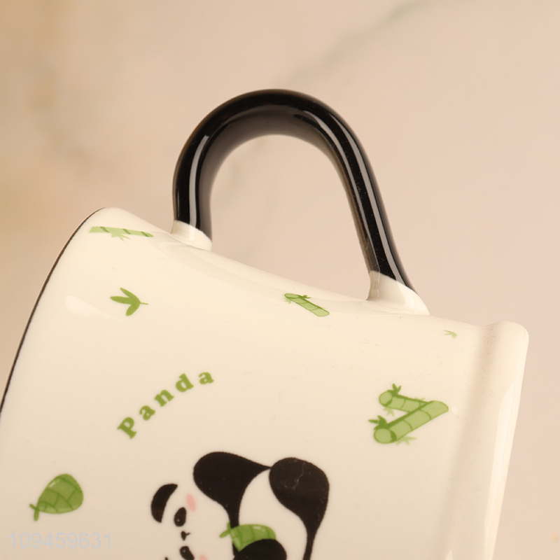 Wholesale panda ceramic water cup with handle