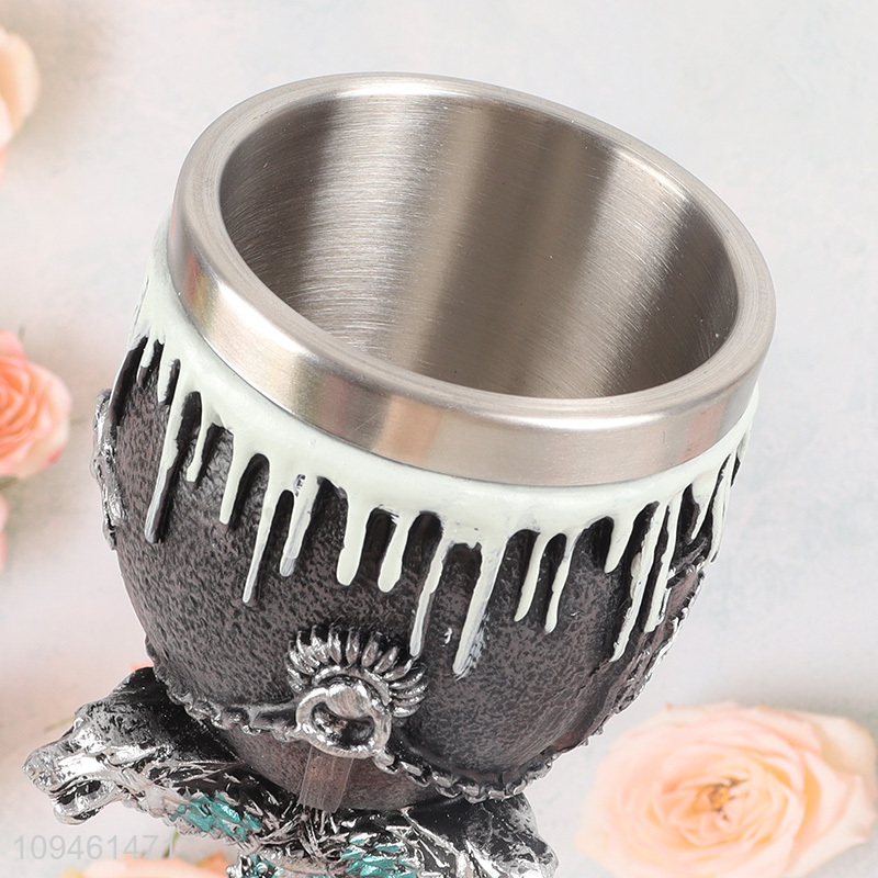 New style 200ml resin decor stainless steel goblet cup