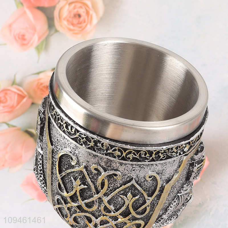 Best sale 200ml stainless steel goblet cup with resin decor