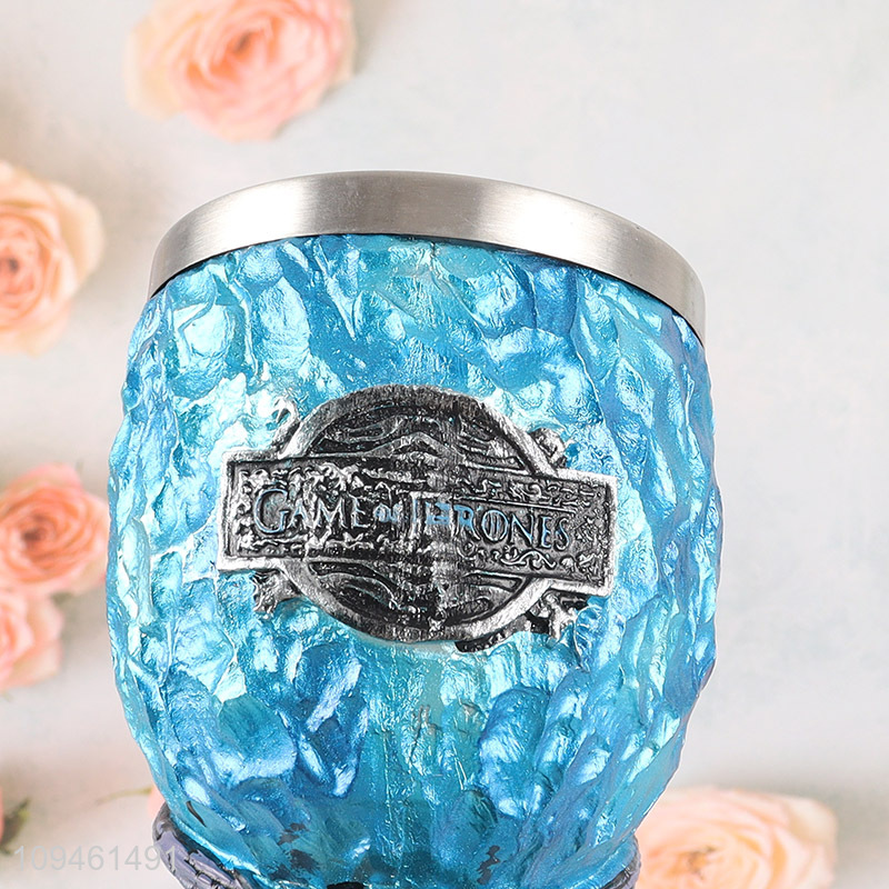 Top products 200ml resin decorated stainless steel goblet cup