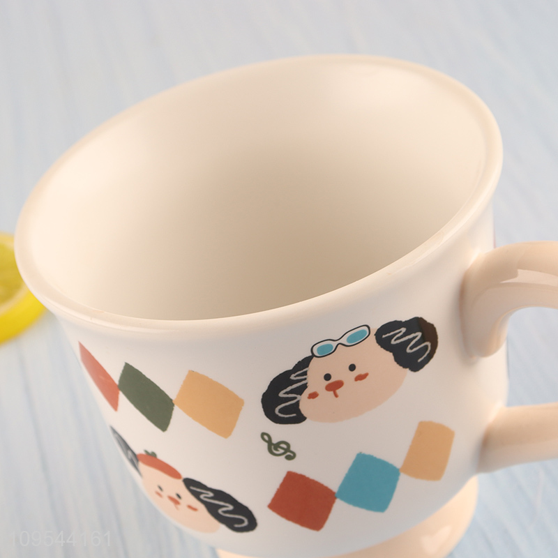 China products cartoon puppy ceramic water cup with handle